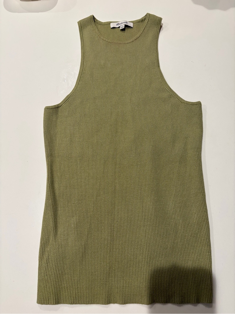 Madewell Olive Green Ribbed High-Neck Tank